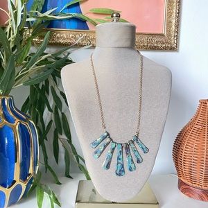 Turquoise metal necklace with gold chain